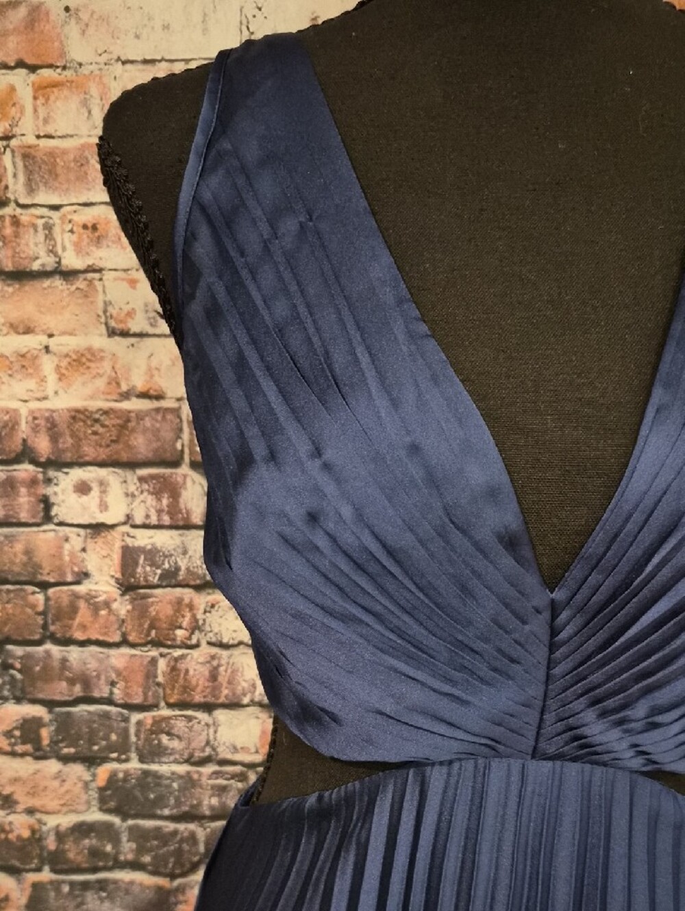 Abercrombie & Fitch Navy Plunging Pleated Maxi Dress - Picture 5 of 10